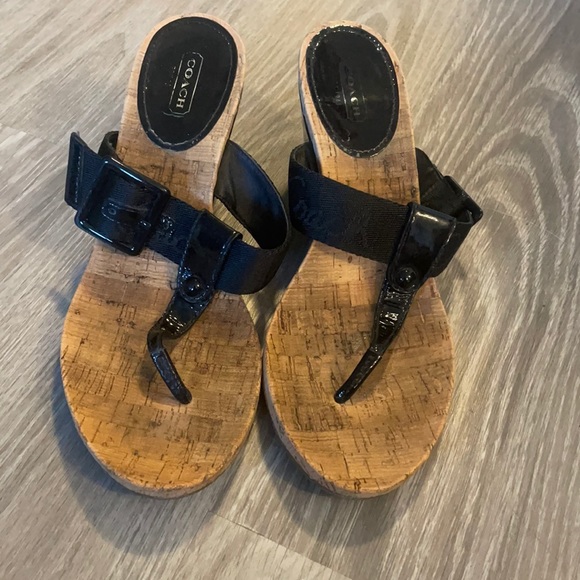 Black Coach sandals. Size 9 - Picture 1 of 4